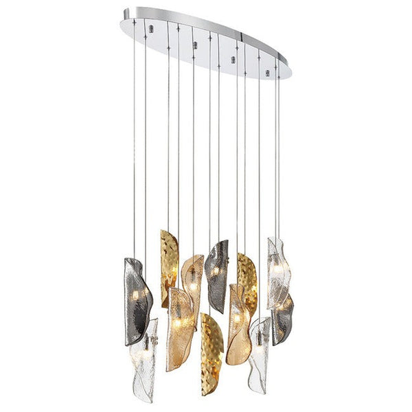 Oval Cluster Chandelier with Organic Glass Shades