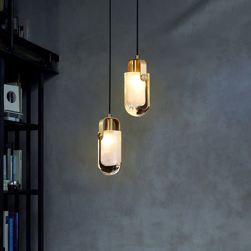 Oval Crystal Shade Copper Cluster Pendant