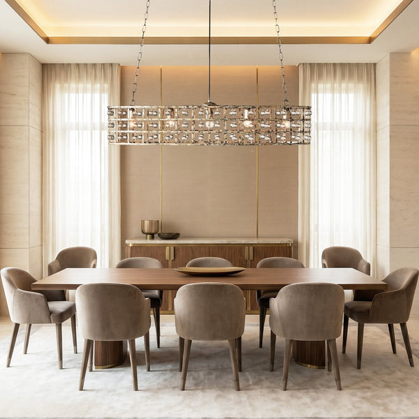 Oval Iron Cage and Glass Sphere Cluster Chandelier