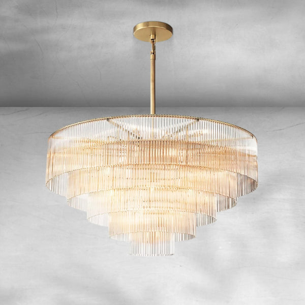 Oversized Brass and Crystal Globe Cluster Chandelier