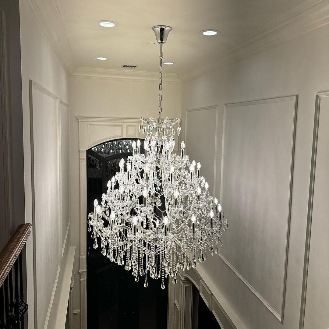 Oversized Chrome Candle Branch Crystal Chandelier