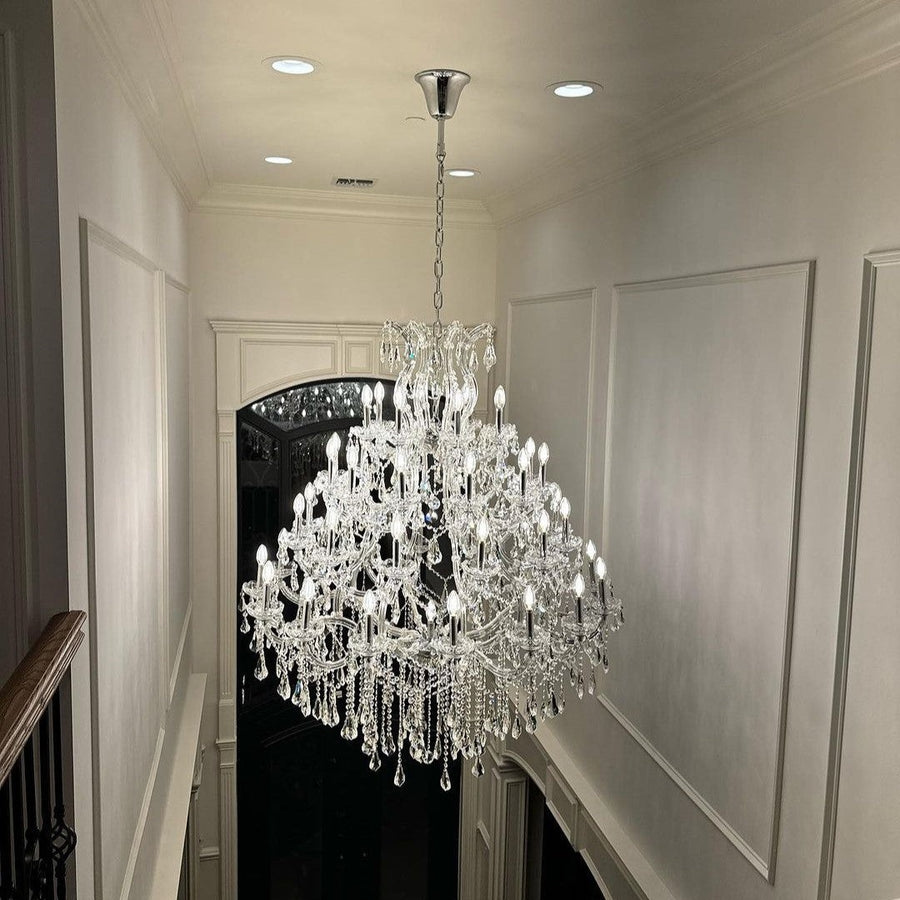 Oversized Chrome Candle Branch Crystal Chandelier