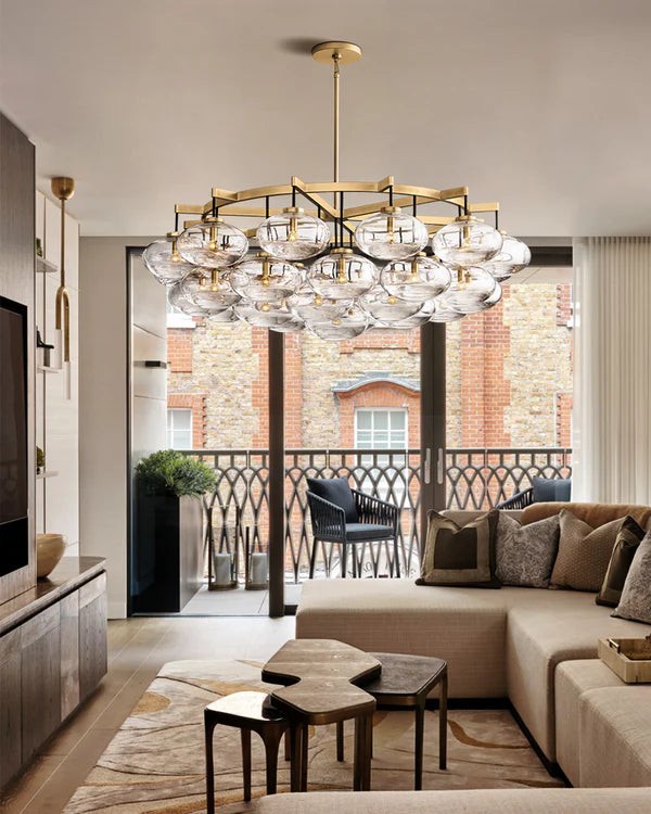 Oversized Clear Glass Globe Cluster Chandelier