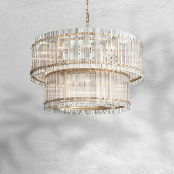 Oversized Concentric Glass Panel Ring Chandelier