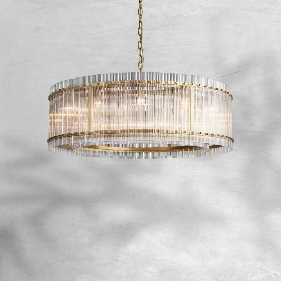 Oversized Concentric Glass Ring Steel Chandelier