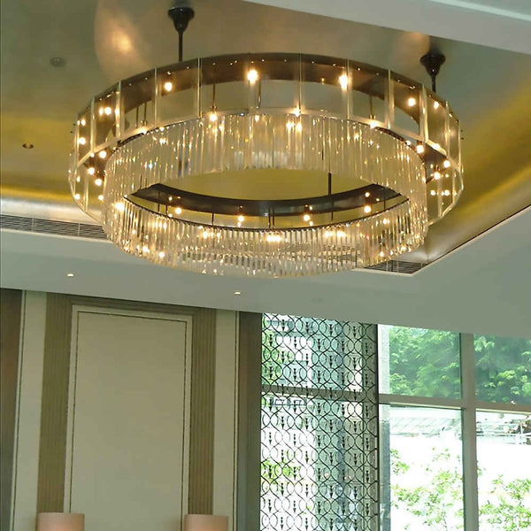 Oversized Crystal Ring Chrome Flush Mount