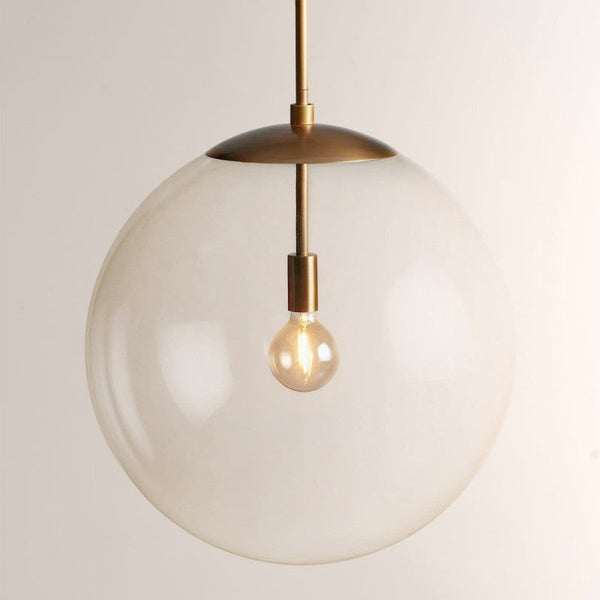 Oversized Glass Globe Pendant with Steel Rod