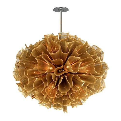Oversized Gold Faceted Bubble Cluster Pendant Chandelier