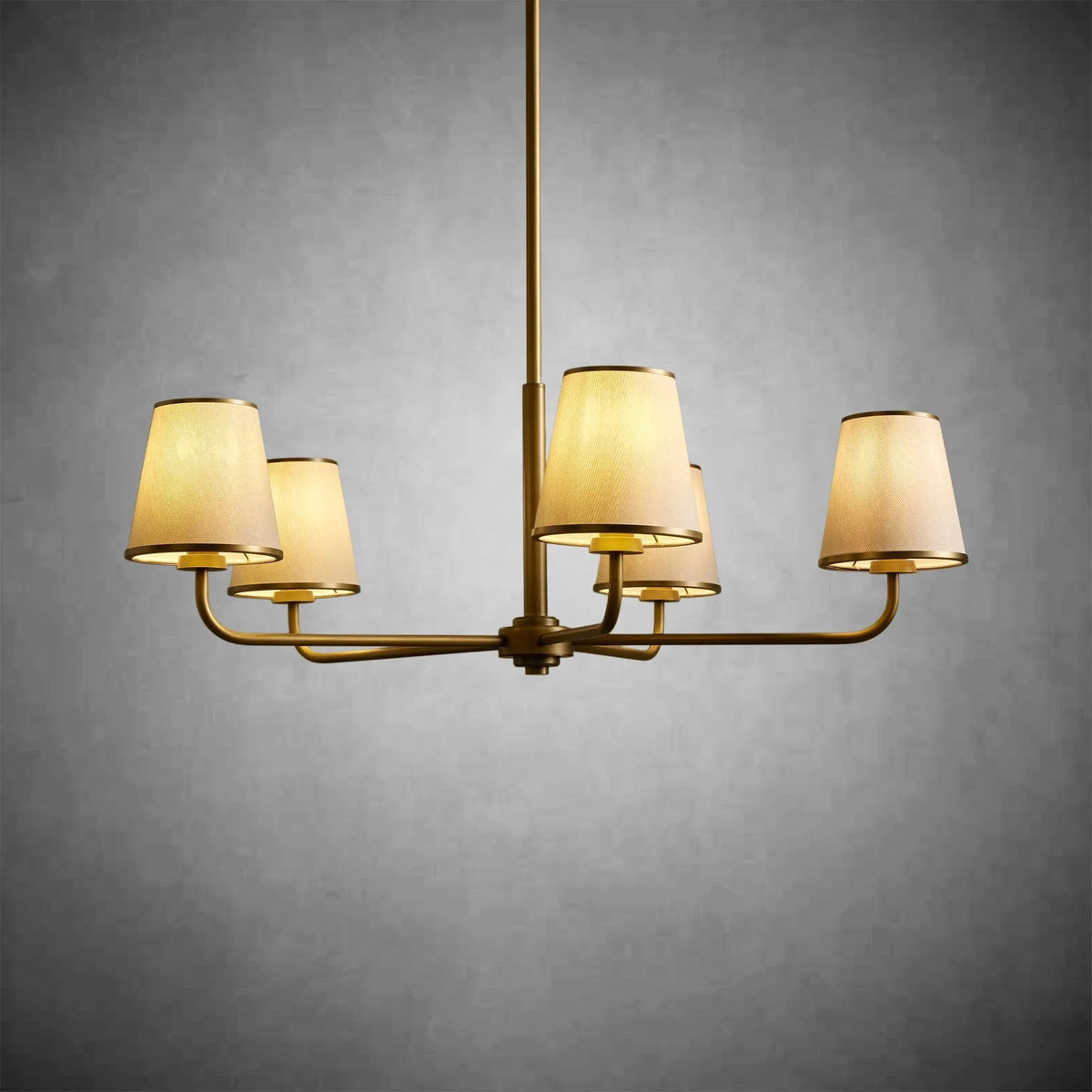 Oversized Iron Ring Chandelier with Fabric Shades
