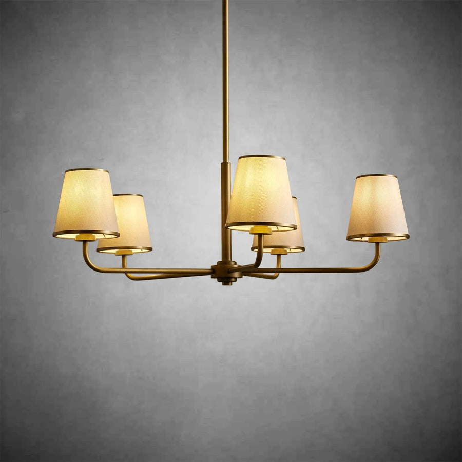 Oversized Iron Ring Chandelier with Fabric Shades