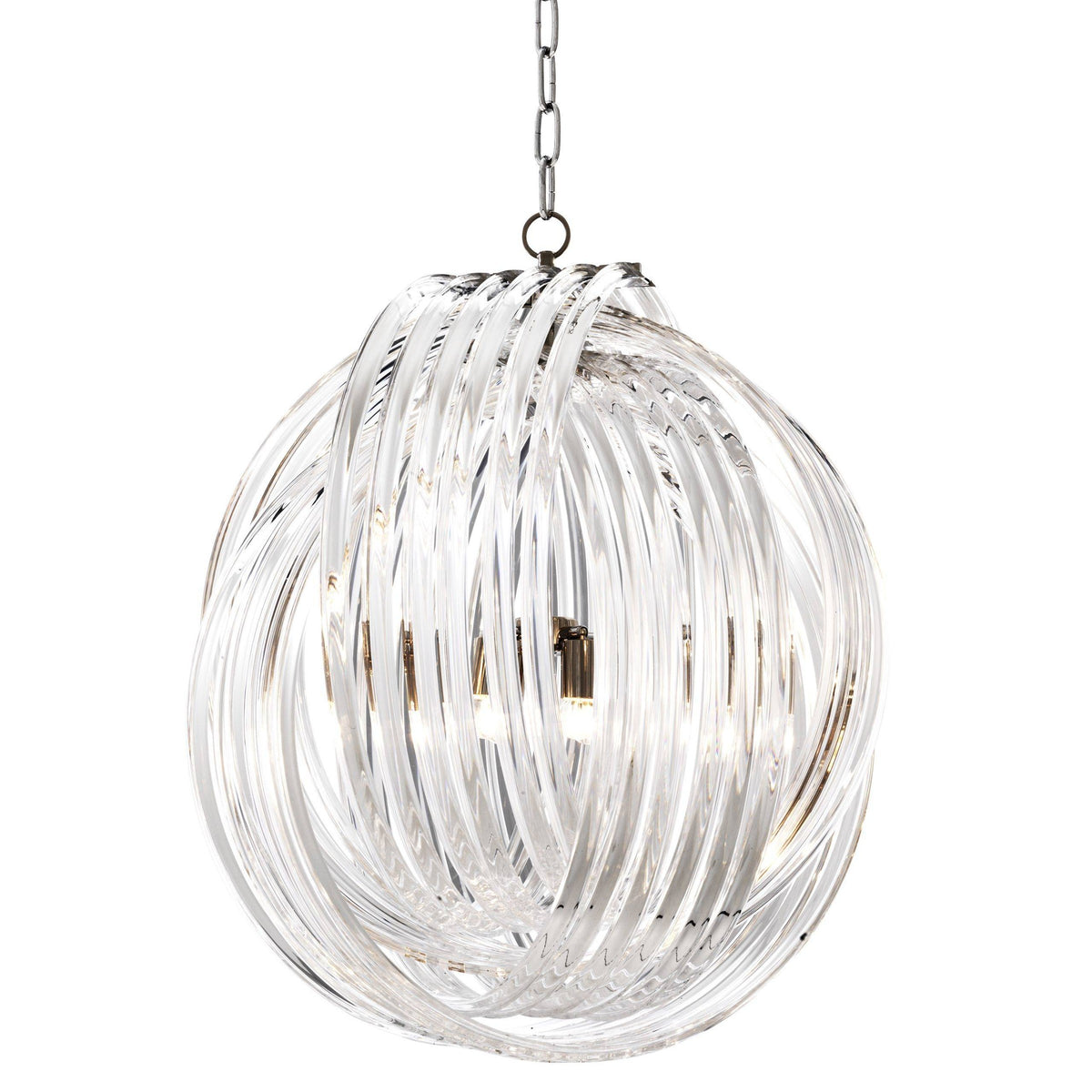Oversized Nickel Chandelier with Round Clear Acrylic Rods