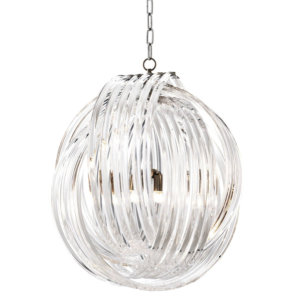 Oversized Nickel Chandelier with Round Clear Acrylic Rods
