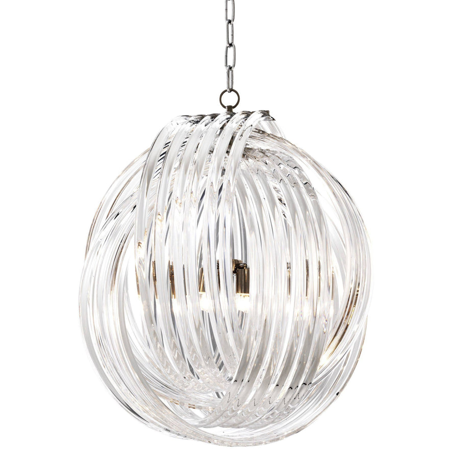 Oversized Nickel Chandelier with Round Clear Acrylic Rods