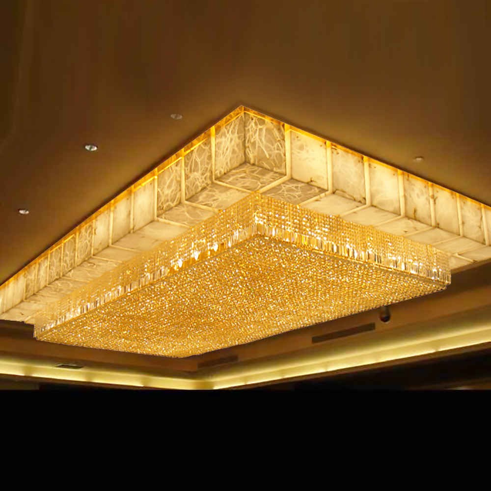 Oversized Rectangular Crystal Cluster Flush Mount