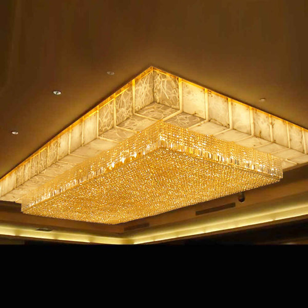 Oversized Rectangular Crystal Cluster Flush Mount