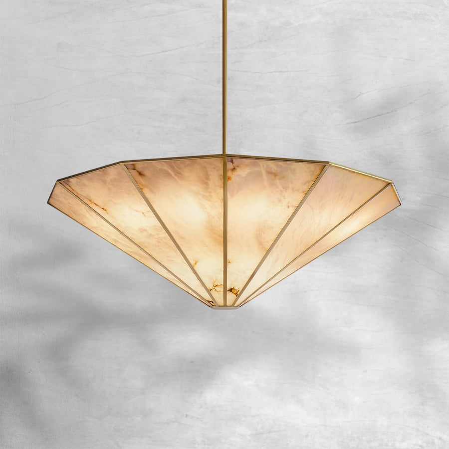 Oversized Round Alabaster Panel Ring Chandelier