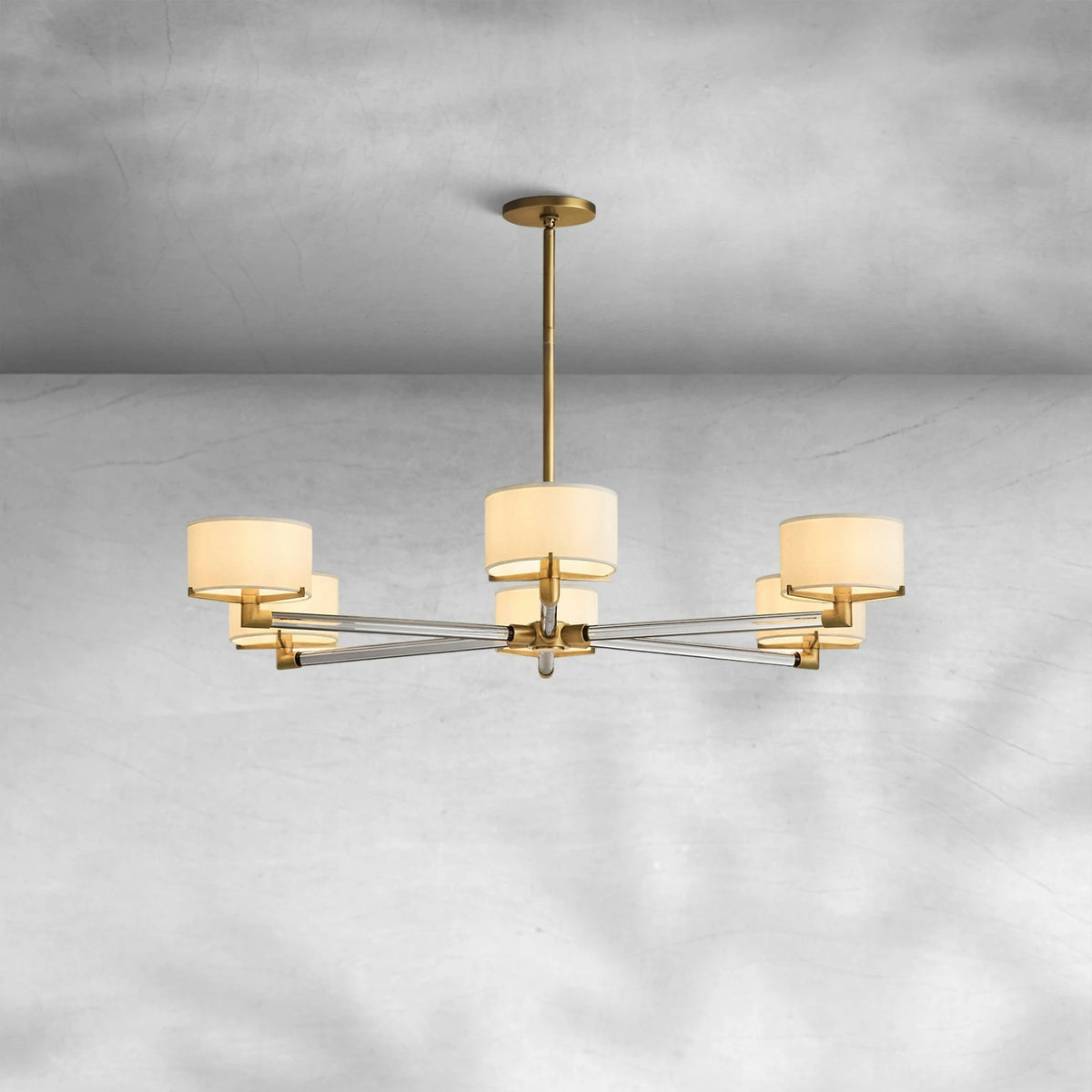 Oversized Slim Steel Ring Crystal Glass Chandelier