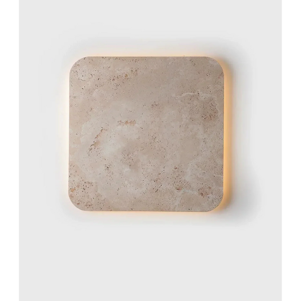 Oversized Square Travertine Panel Wall Sconce
