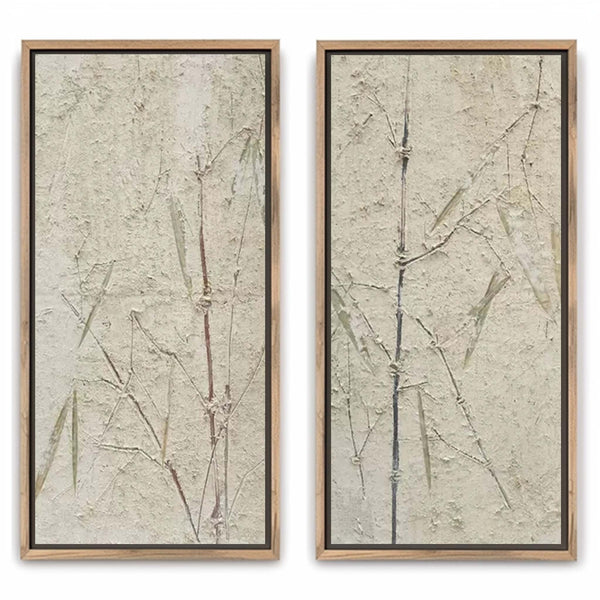 Pale Bamboo Stems in Relief
