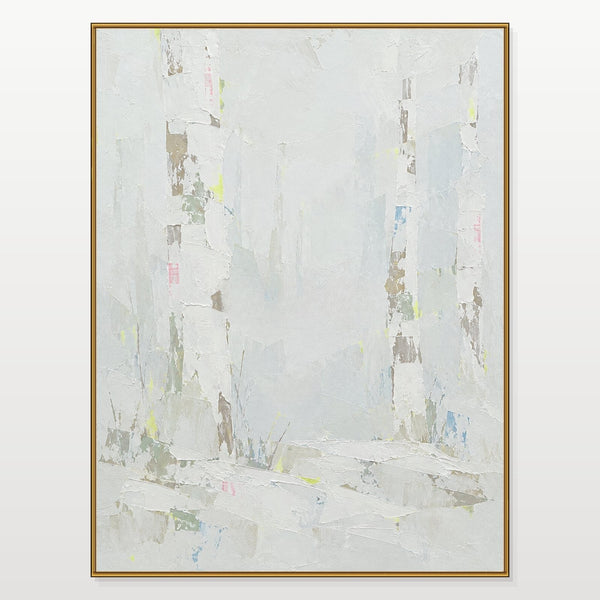 Pale Birch Grove in Winter Light