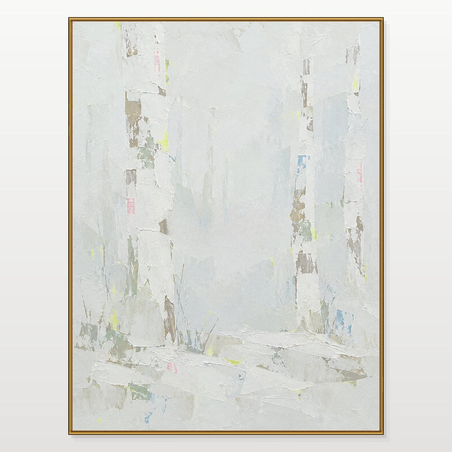 Pale Birch Grove in Winter Light
