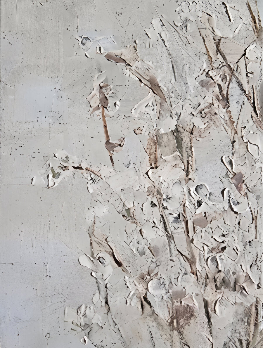 Pale Blossoms in Raised Ivory Relief