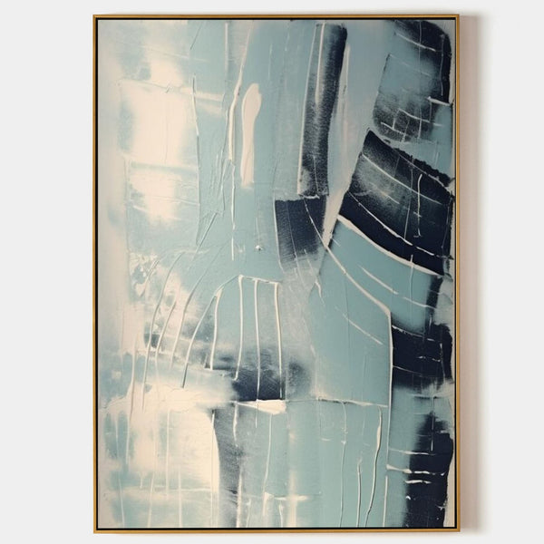 Pale Blue and Ink Knife Strokes