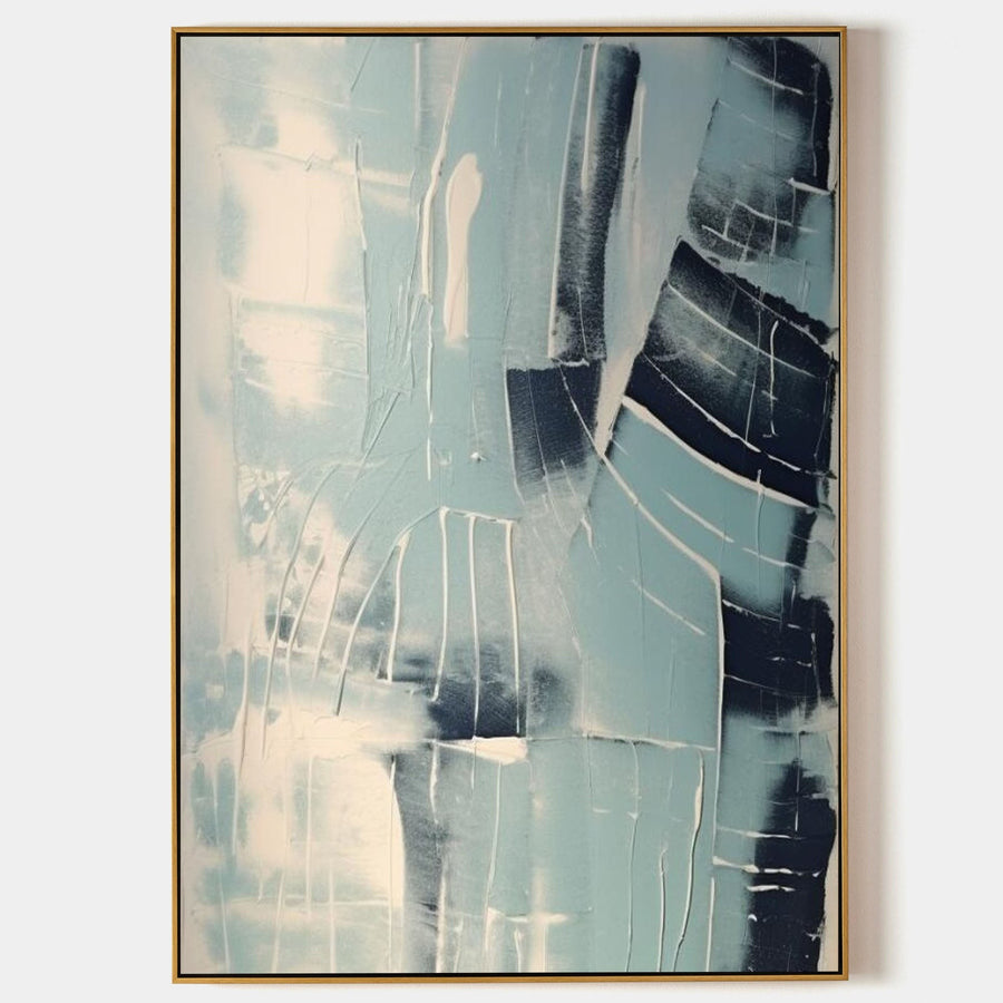 Pale Blue and Ink Knife Strokes