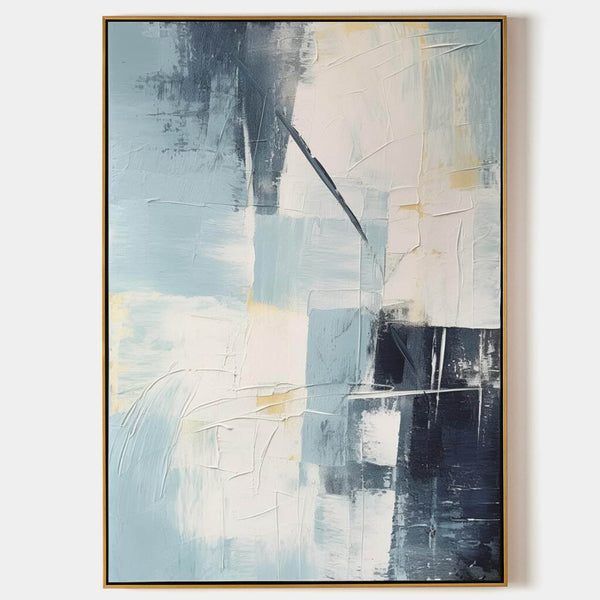 Pale Blue and Ink Textured Abstract