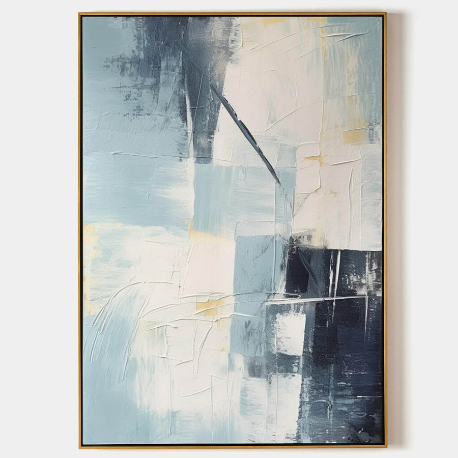 Pale Blue and Ink Textured Abstract