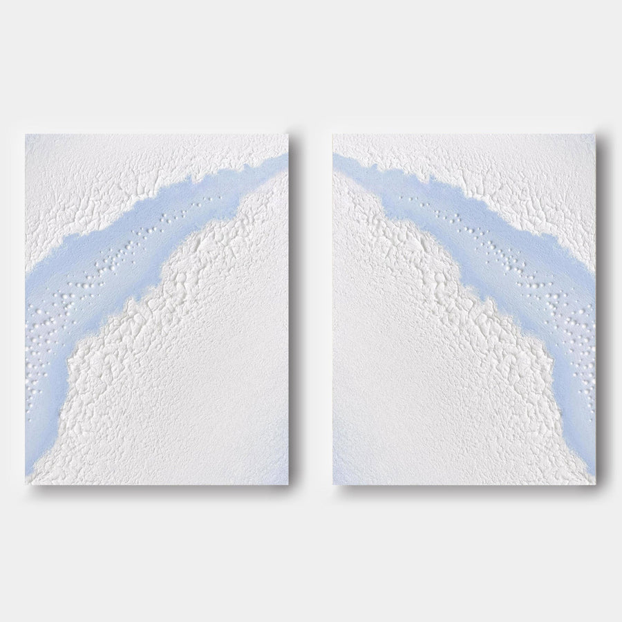 Pale Blue River Through White Plaster