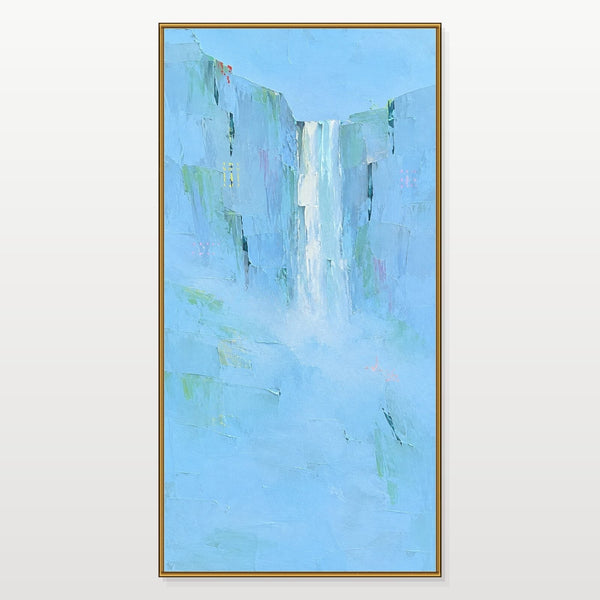 Pale Blue Waterfall in Mist