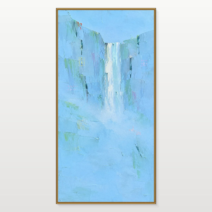 Pale Blue Waterfall in Mist