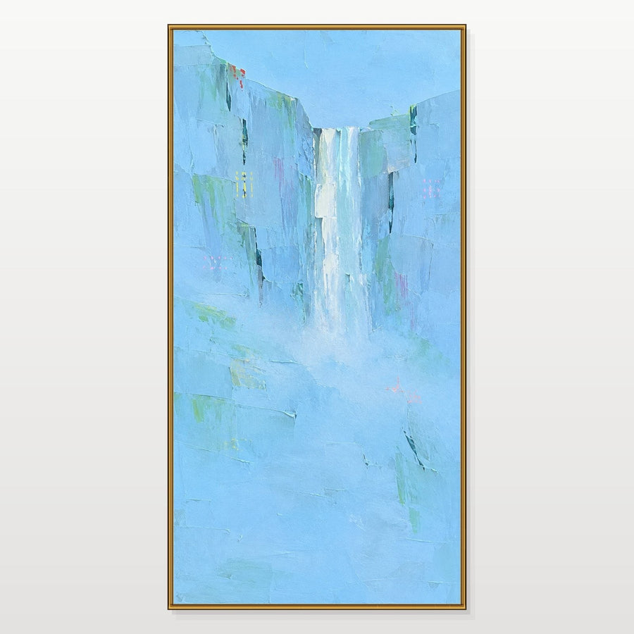 Pale Blue Waterfall in Mist