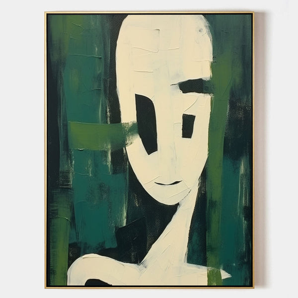 Pale Mask Figure in Forest Green
