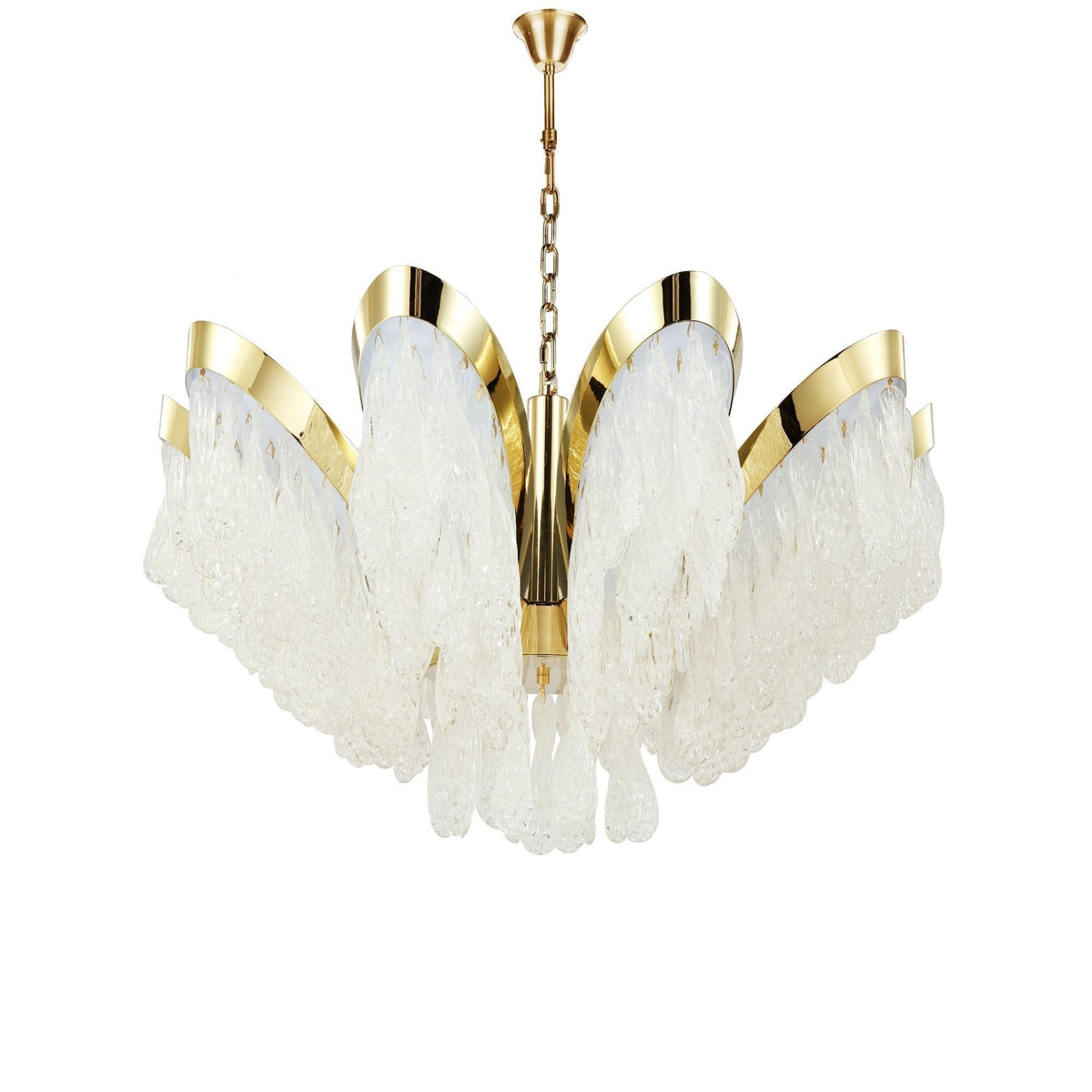 Palm Frond Clear Glass Cluster Chandelier