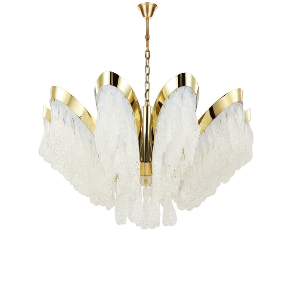 Palm Frond Clear Glass Cluster Chandelier