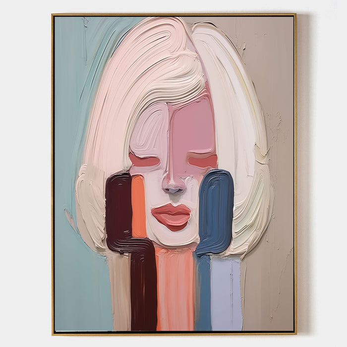 Pastel Portrait with Closed Eyes