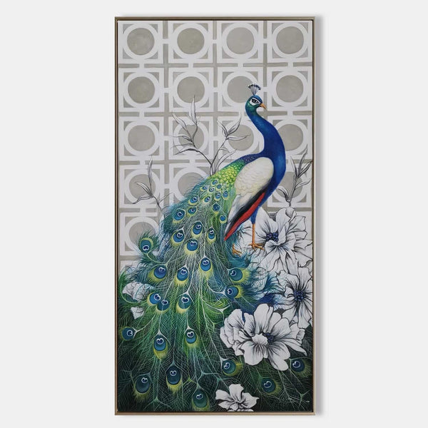 Peacock Among White Blossoms
