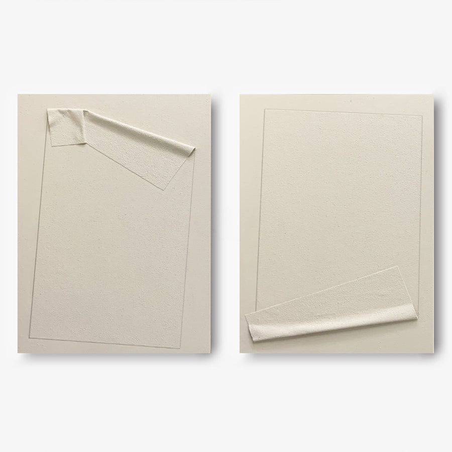 Peeling Tape Ivory Relief Diptych