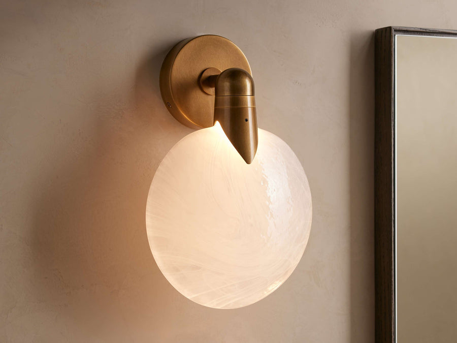 Petal Cluster Blown Glass and Brass Wall Sconce
