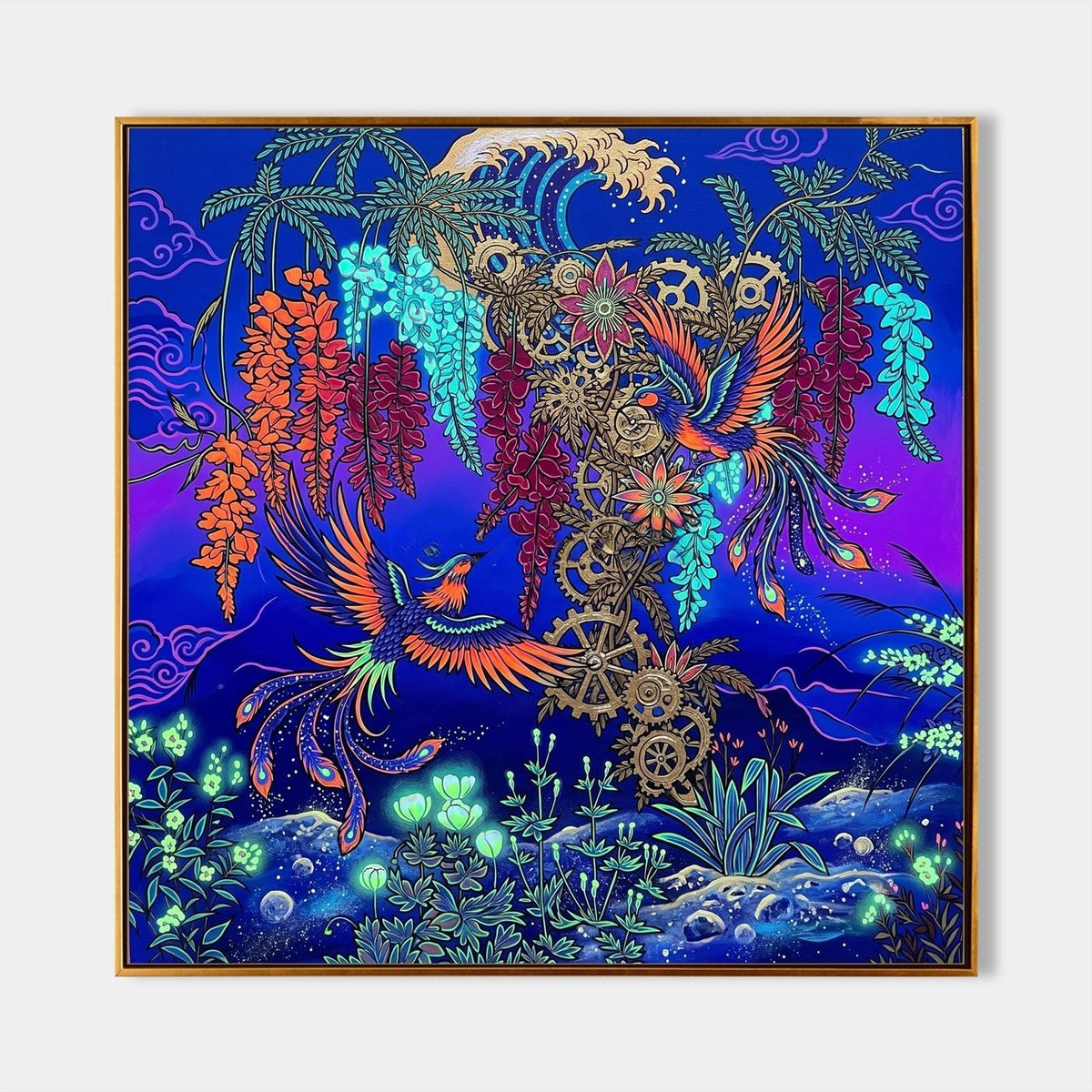 Phoenixes Among Wisteria and Golden Gears