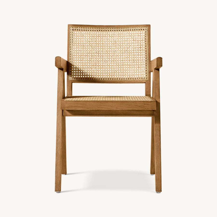 Pierre Jeanneret-Style Wooden Dining Chair - Main View
