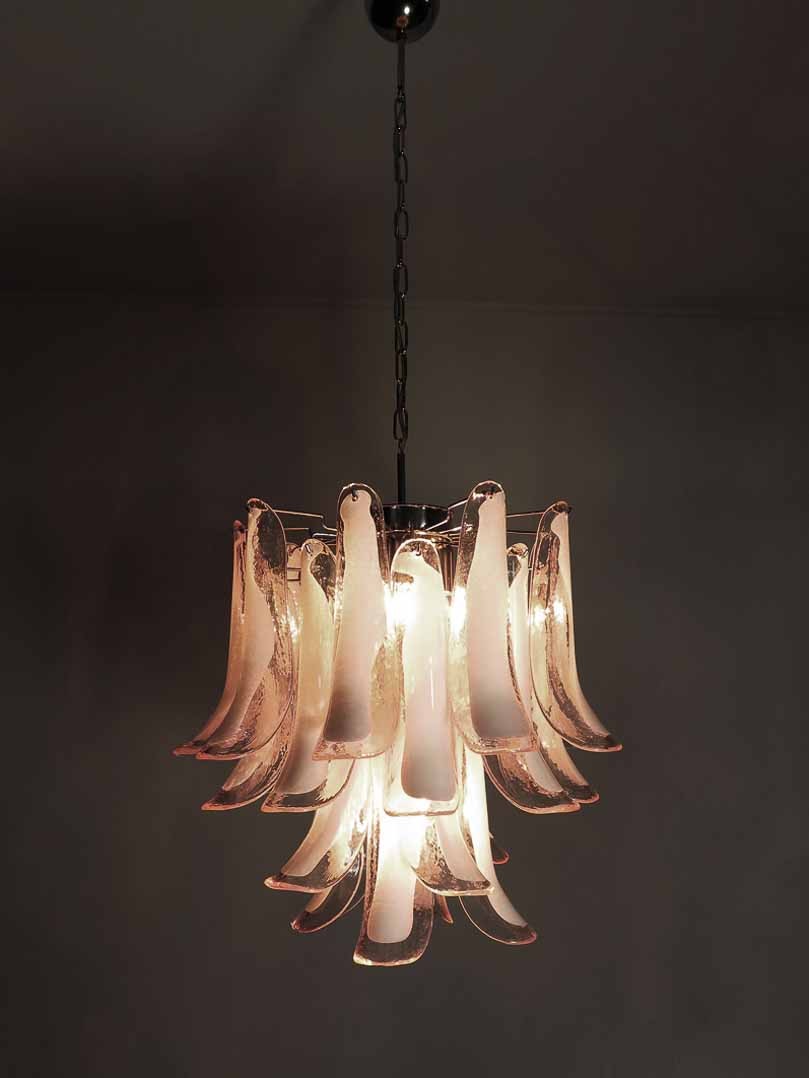 Pink and White Glass Petal Chandelier