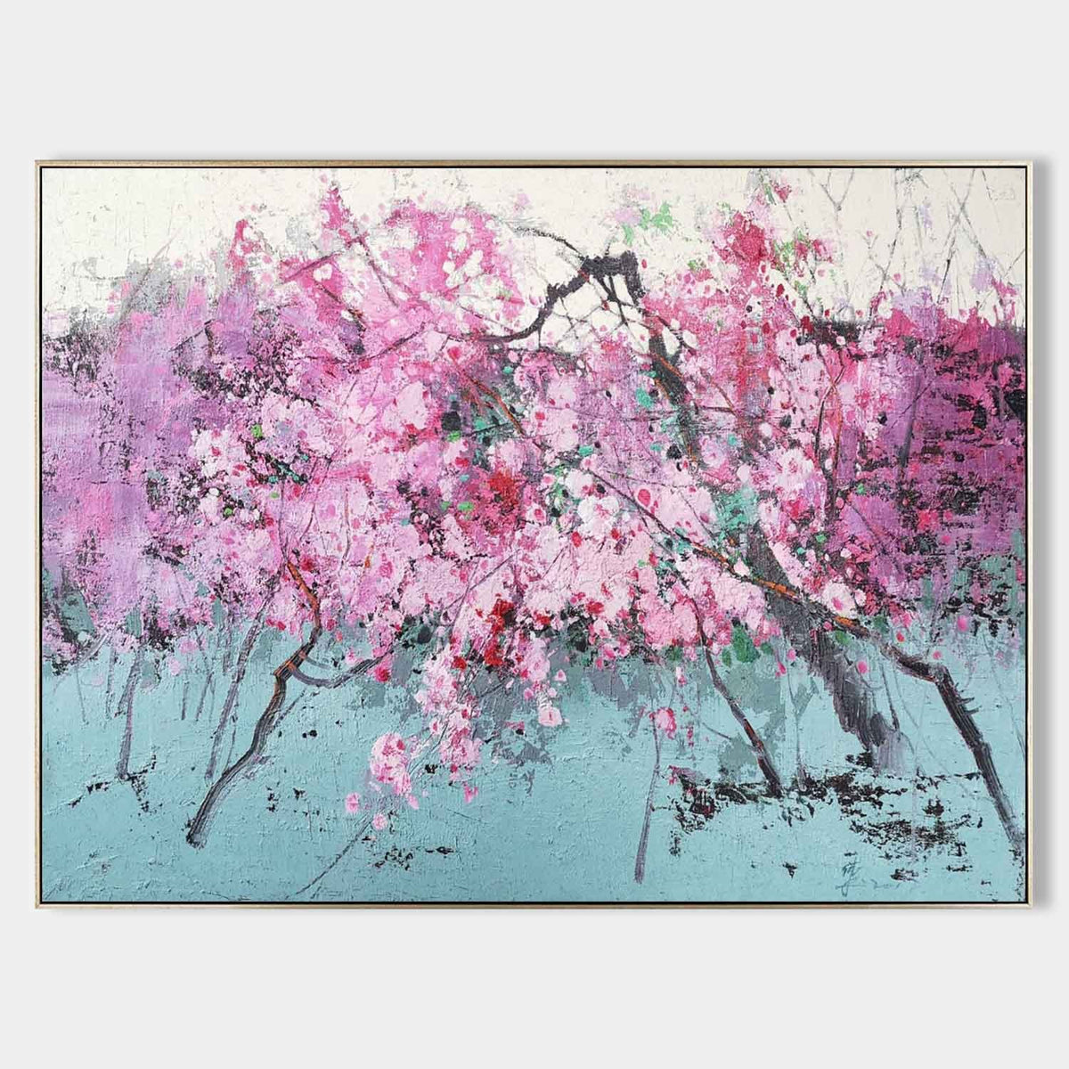 Pink Blossom Grove Over Aqua