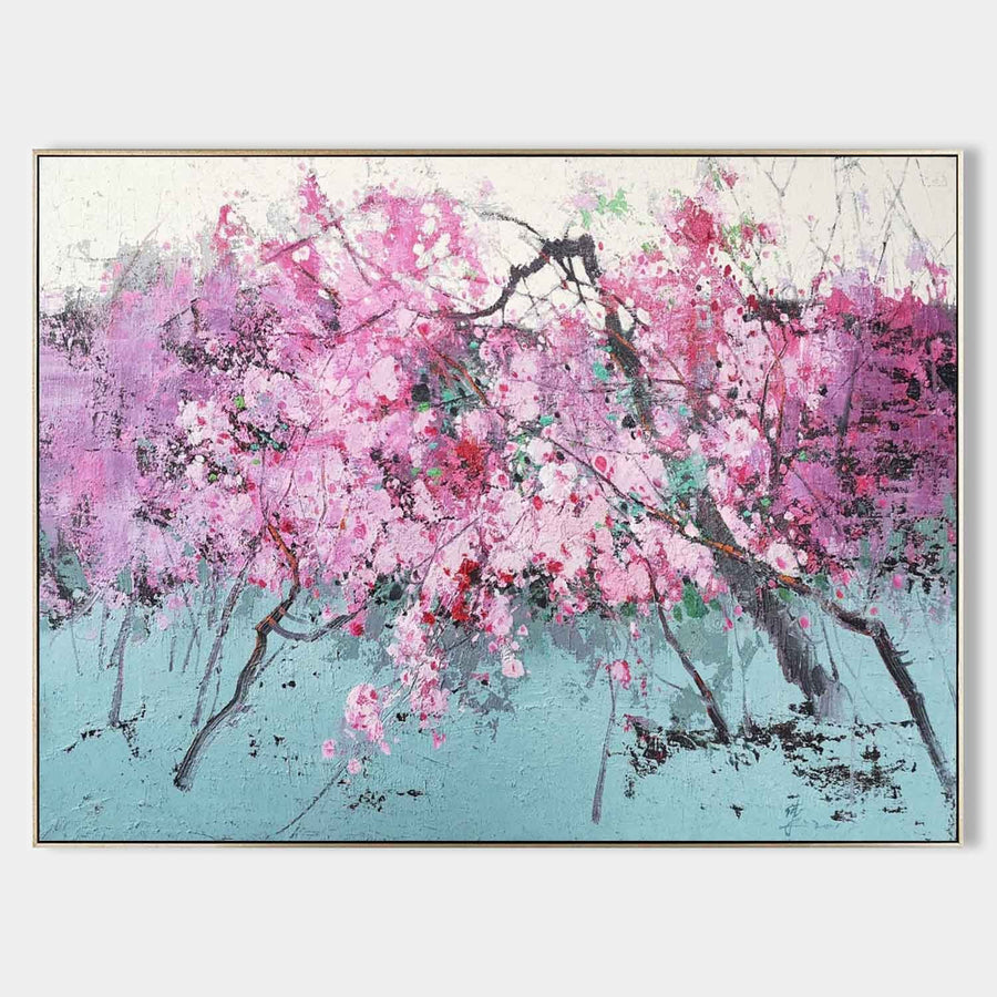 Pink Blossom Grove Over Aqua