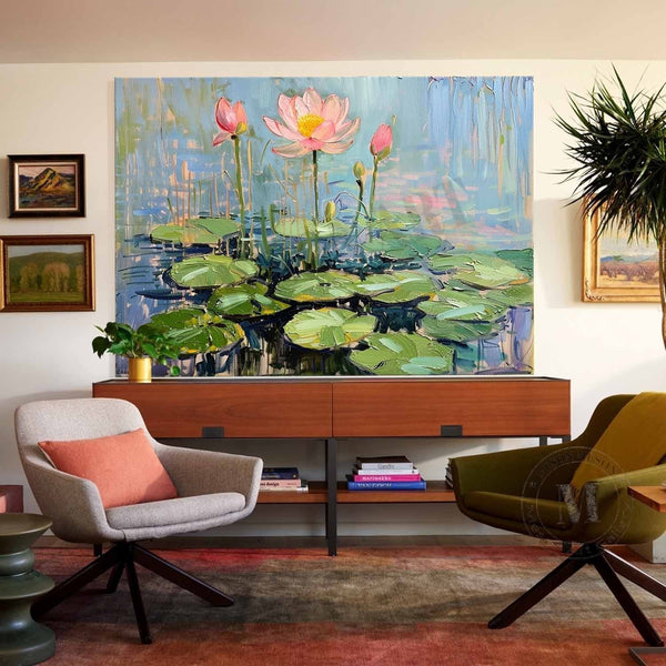 Pink Lotus Above Lily Pads