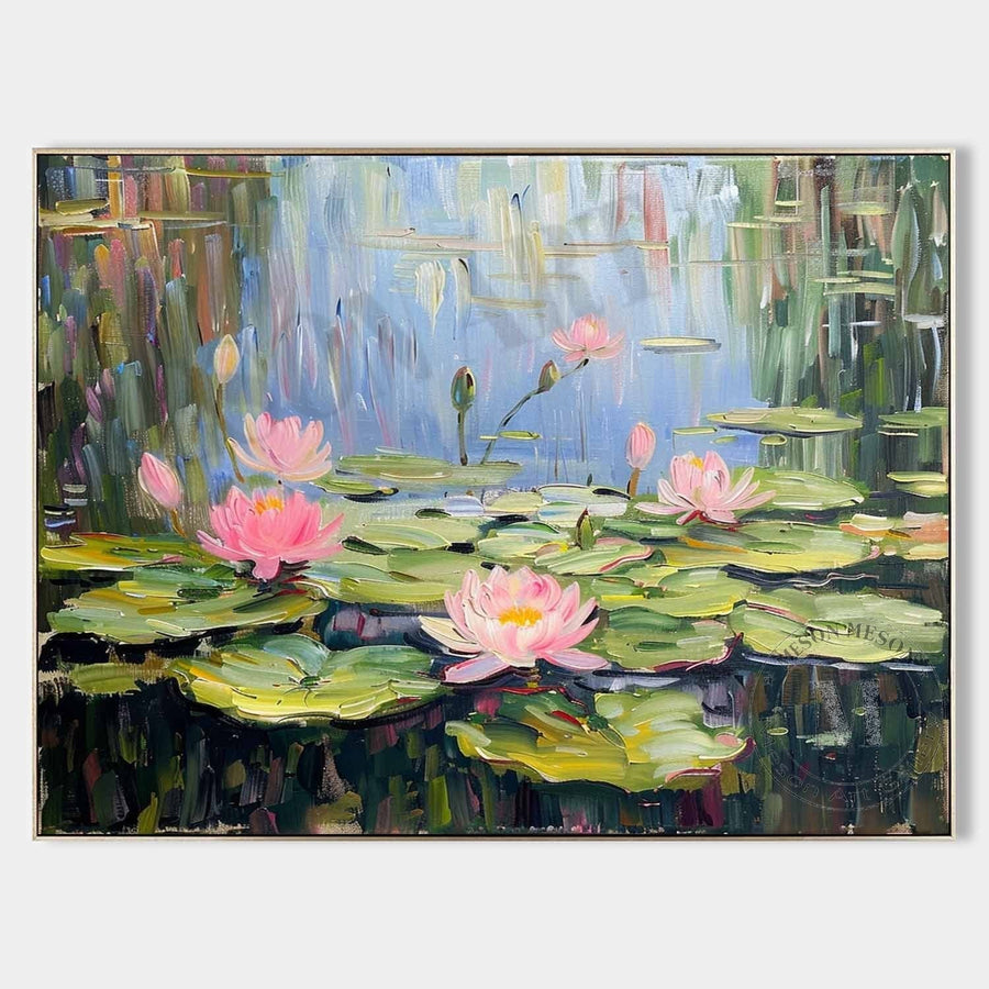 Pink Water Lilies on a Quiet Pond