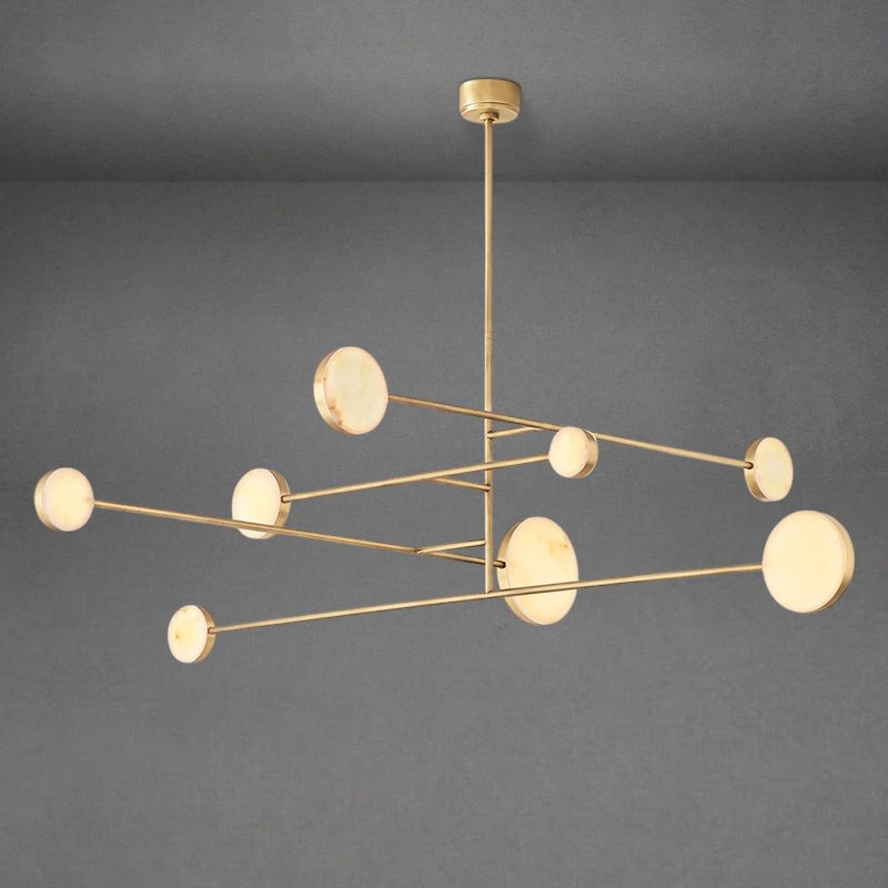 Pivoting Alabaster Shade Ring Chandelier