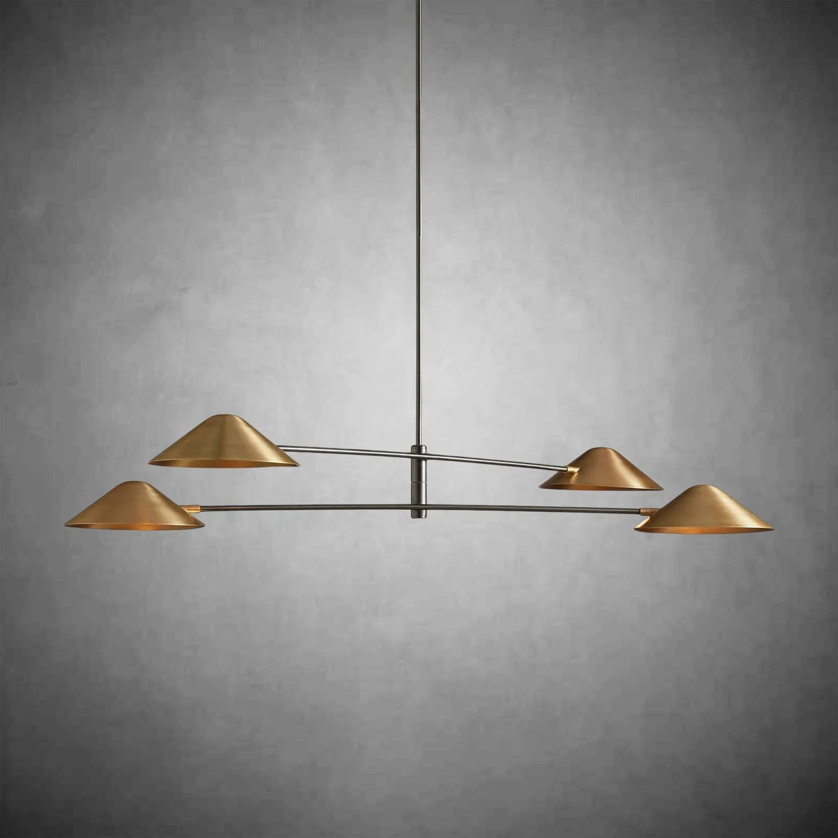 Pivoting Antiqued Brass Linear Chandelier
